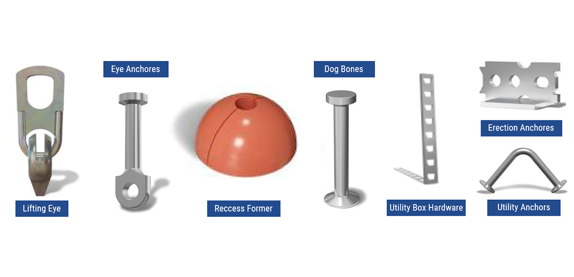 Concrete Pipe Lifting Equipment and Accessories including Lifting Yoke, Precast Lifting Loops, Recess Former, Utility Anchor, Dog Bone Lifting Anchor, Lifting Pin Anchor, Lifting Inserts, Precast Lifting Lugs, Precast Erection Anchor Manufacturers, Export